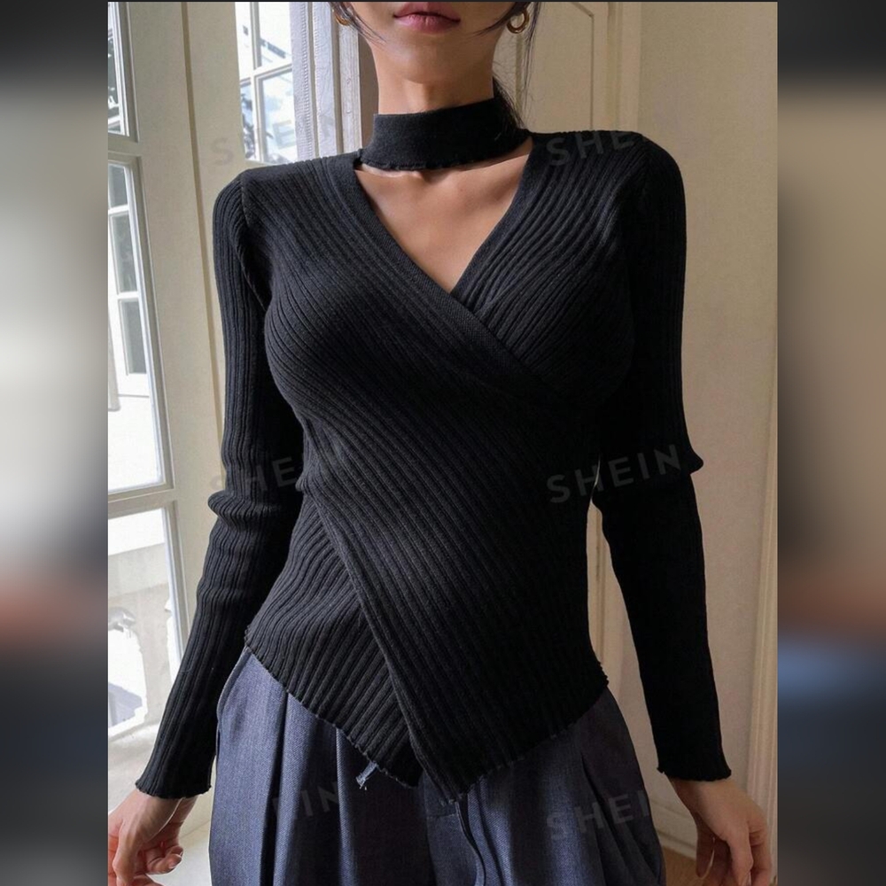 NWOT Black Ribbed Sweater